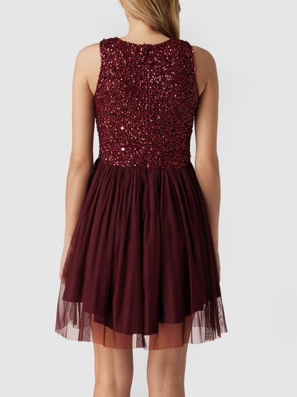Lace & Beads Cocktailjurk in minilengte met pailletten Bordeaux - 5