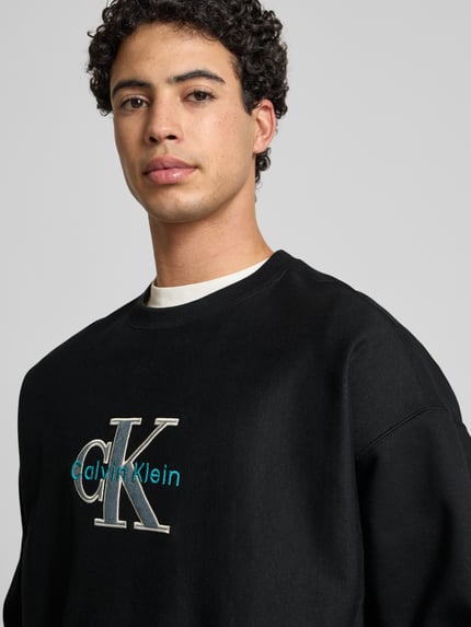 Calvin Klein Jeans Oversized Fit Sweatshirt mit Logo-Stitching Modell 'Premium' Black 3