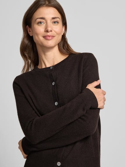Christian Berg Woman Strickjacke aus reinem Kaschmir mit durchgängiger Knopfleiste Schoko 3