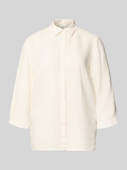 Produktfoto, Relaxed Fit Leinenbluse mit 3/4-Arm Modell 'Clay' von TONI in Weiß, reine Leinen, Hemdblusenkragen, verdeckte Knopfleiste, glatte Textur