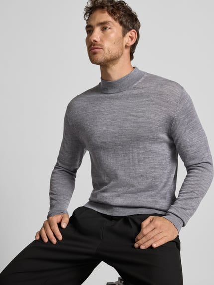 Manuel Ritz Sweter z dzianiny z wełny merino Jasnoszary 3