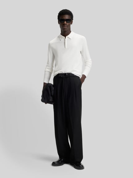 HUGO Slim fit poloshirt van viscosemix Offwhite - 1