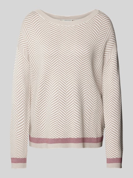 Tom Tailor Oversized Strickpullover mit U-Boot-Ausschnitt Taupe 2