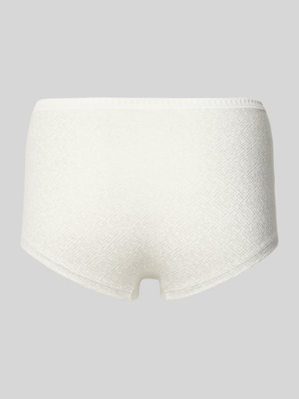 Produktfoto, Hipster mit Stretch-Anteil Modell 'GO CRUSH' im 3er-Pack von Sloggi aus Baumwoll-Elasthan-Mix, dezentes Weiß, strukturierte Oberfläche, elastischer Muschelsaum, Label-Print