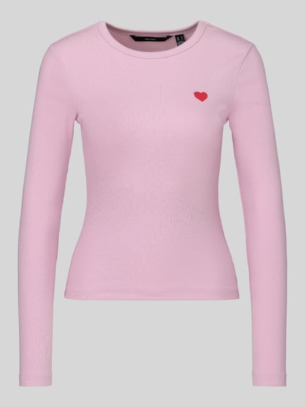 VERO MODA Langarmshirt mit kleinem Herz-Detail Rosa 2