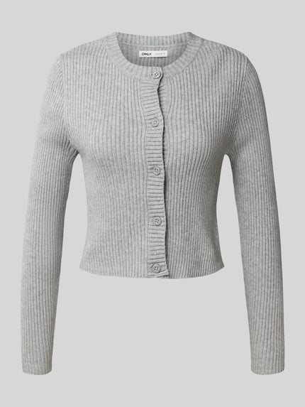 ONLY Regular Fit Strickjacke aus Viskose-Mix Modell 'KATIA' Hellgrau Melange 2