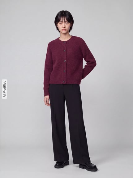 Selected Relaxed Fit Strickjacke aus Woll-Mix Modell 'LULU' Bordeaux 1