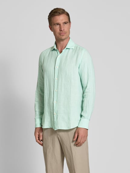 MC2 Saint Barth Regular Fit Leinenhemd mit Kentkragen Modell 'PAMPLONA' Gruen 4