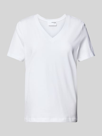 Selected T-Shirt mit V-Ausschnitt Modell 'ESSENTIAL' Weiss 2