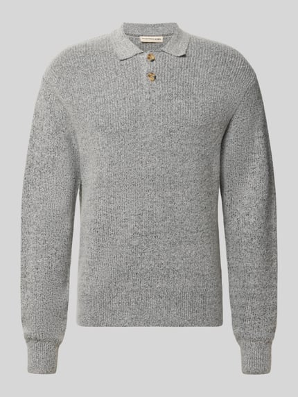 Redefined Rebel Regular Fit Strickpullover mit Polokragen Modell 'NIXON' Hellgrau Melange 1