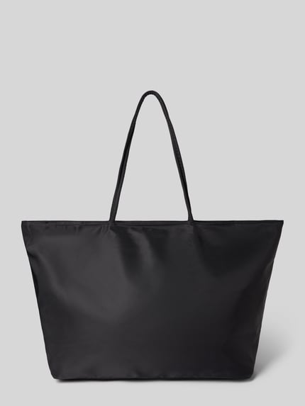 Produktfoto, Shopper mit Label-Detail von aim'n in Schwarz, glatte Oberfläche, lange Tragehenkel, sichtbares Hauptfach, Reißverschluss, Damen Shopper von aim'n, Hauptfach mit Reißverschluss, Tragehenkel, Label-Detail, Innentasche mit Reißverschluss, Breite 68 cm, Länge 40 cm, Tiefe 22 cm, Länge Schulterriemen 76 cm
