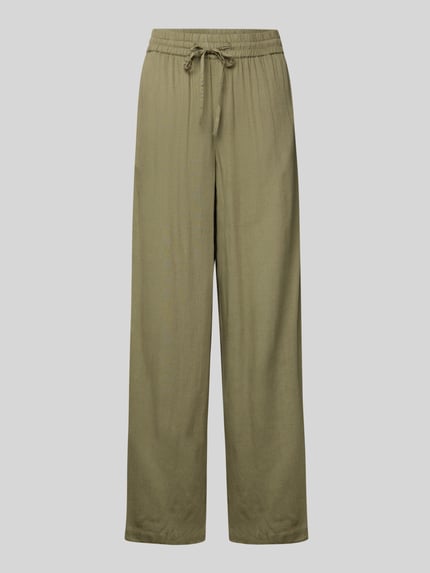 PIECES Regular Fit Weite Hose aus Viskose-Leinen-Mix Modell 'PIA' Khaki 2