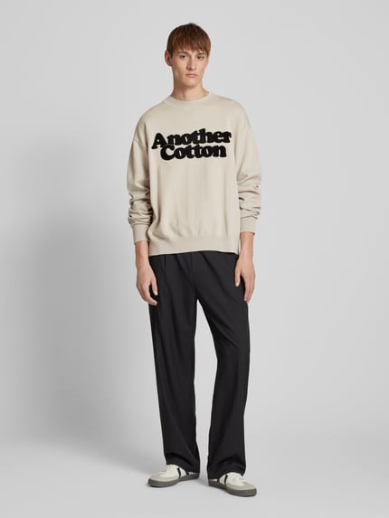 ANOTHER COTTON LAB Sweter z dzianiny z prążkowanymi wykończeniami Złamany biały 1