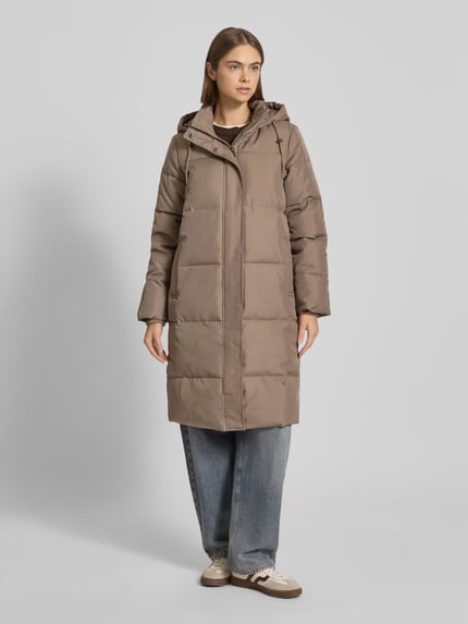 ONLY Comfort fit gewatteerde lange jas met fijne structuur, model 'IRENE' Taupe - 4
