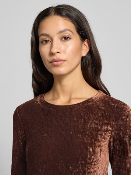 Jake*s Collection Longsleeve in Crinkle-Optik Dunkelbraun 3
