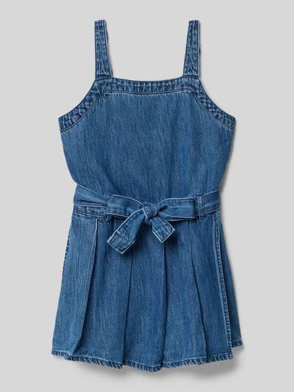 Productfoto, Jeanskleid mit plooien en strikceintuur van Abercrombie&Fitch, puur katoen, a-lijn, ruglengte maat 134: 15 cm