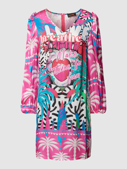miss goodlife Knielange jurk met V-hals van viscose Felroze - 2