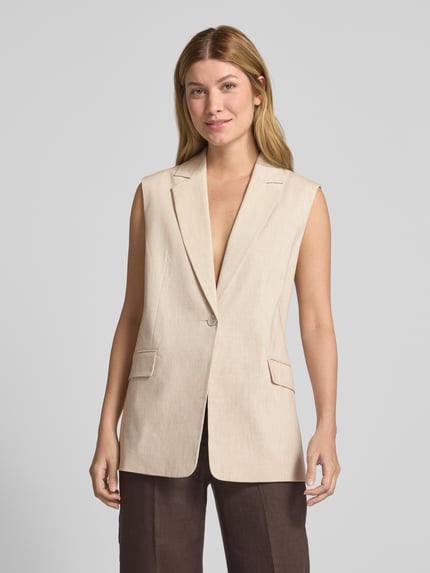 s.Oliver BLACK LABEL Relaxed Fit Weste aus Baumwoll-Mix mit Leinen Sand 4
