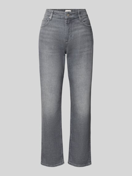 Produktfoto, graue Straight Fit Jeans aus Baumwoll-Mix Modell 'MADISON S' von Brax, glatte Oberfläche, dezentes Used-Finish, Damen Straight Fit Jeans von Brax