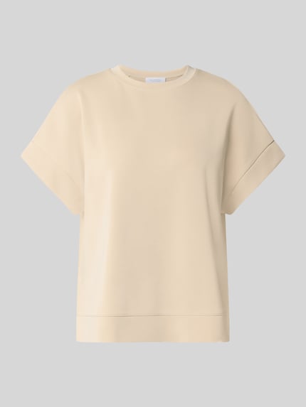 Produktfoto, T-Shirt mit elastischen Abschlüssen van Rich & Royal in lichtbeige, modalmix met stretch, relaxed fit, ronde hals, dames t-shirt