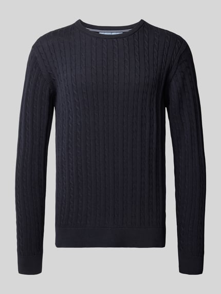 Lindbergh Gebreide pullover met ribboorden Donkerblauw - 2