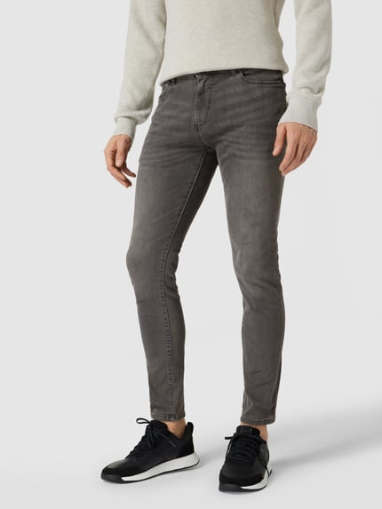 REVIEW Skinny Fit Jeans mit Label-Patch Mittelgrau 4