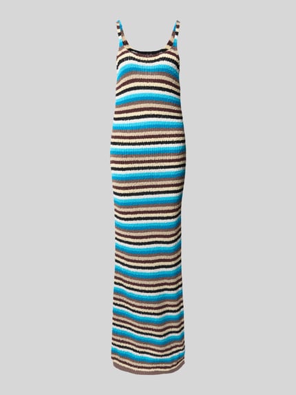 Productfoto, Strickkleid im Allover-Look Modell 'CAJSA' van Topshop in blauw, bruin, beige en wit, katoen, rechte fit, maxijurk.
