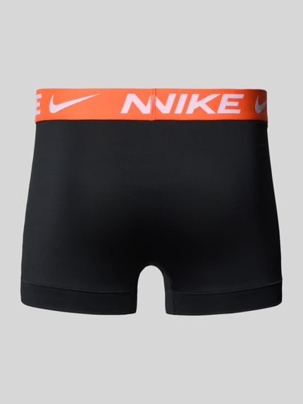 Produktfoto, Micro Trunks im 3er-Pack mit Logo-Bund von Nike aus Material-Mix mit Stretch-Anteil, körpernaher Schnitt, schwarzes Design, kontrastfarbener Elastischer-Logo-Bund, Logo-Print, 3er-Pack für Herren