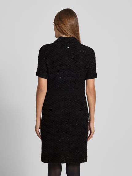 Marc Cain Knielange jurk met alpaca en pailletten Zwart - 5