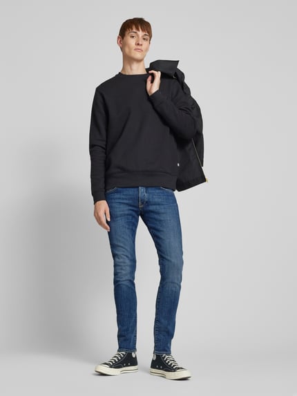 JACK & JONES Jeansy o kroju slim fit z naszywką z logo model ‘GLENN’ Ciemnoniebieski 1