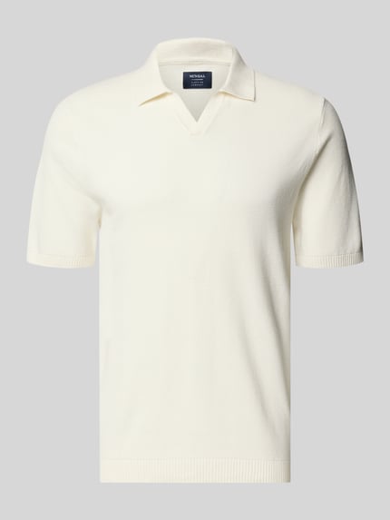 Produktfoto, Regular Fit Poloshirt mit gerippten Abschlüssen von MCNEAL, bawełna, krój regular fit, kołnierzyk polo, kremowy, tekstura gładka