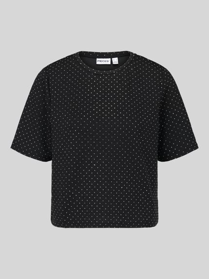 PIECES T-Shirt mit schimmerndem Allover-Design Black 2