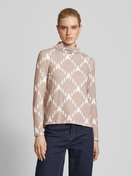 Street One Shirt met lange mouwen met coltrui Beige - 4