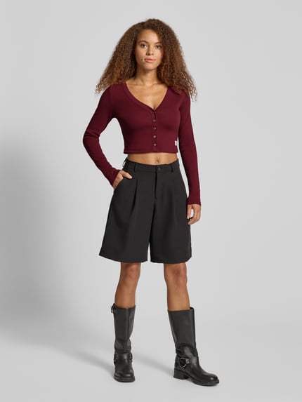 Calvin Klein Jeans Cropped Strickjacke mit Knopfleiste Bordeaux 1