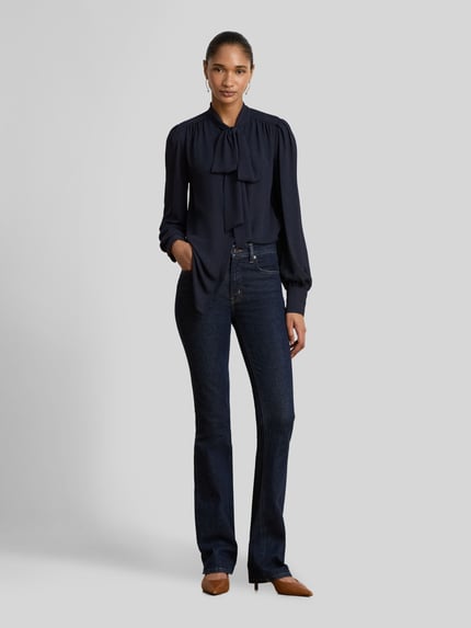 Lauren Ralph Lauren Regular Fit Langarmbluse aus Chiffon Modell 'KLARYCE' Marine 1