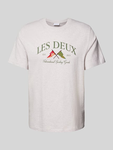 Les Deux T-Shirt mit Label-Stitching Modell 'Ivy' Hellgrau Melange 2