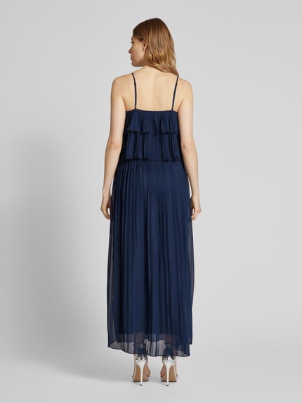 VILA Maxi-jurk met volants, model 'CHIFFON' Marineblauw - 5