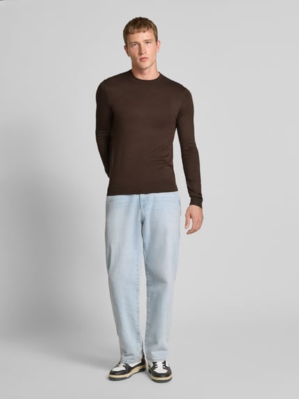 ONLY & SONS Regular Fit Strickpullover aus Viskose-Mix Modell 'WYLER' Dunkelbraun 1