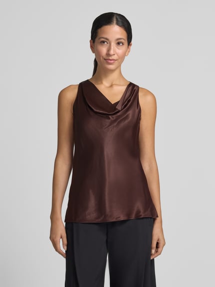 BOSS Blousetop met watervalhals model 'BOUANA' Donkerbruin - 4