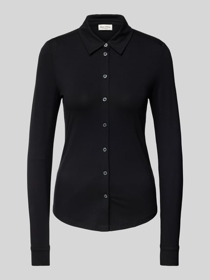 Marc O'Polo Overhemdblouse van viscosemix met platte kraag Zwart - 2