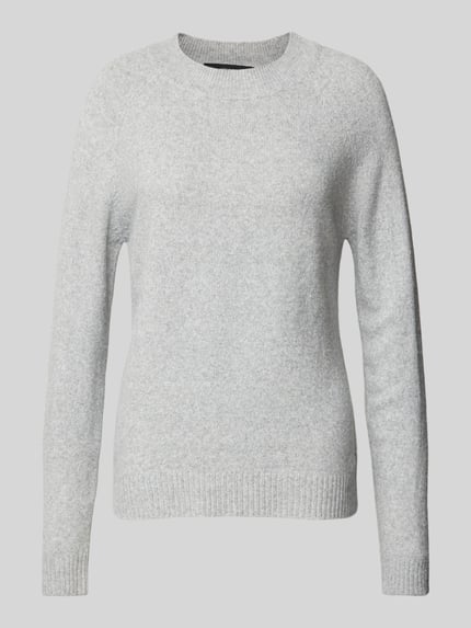 VERO MODA Regular Fit Strickpullover mit Crew Neck Modell 'DOFFY' Hellgrau Melange 2