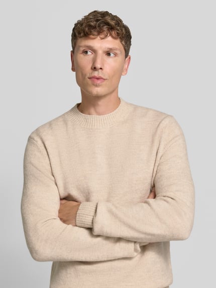 MCNEAL Regular Fit Strickpullover mit gerippten Abschlüssen Kitt Melange 3
