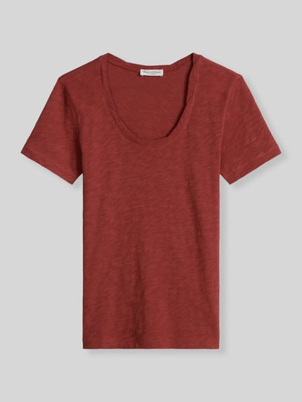 Marc O'Polo Regular Fit T-Shirt aus reiner Baumwolle Bordeaux 2
