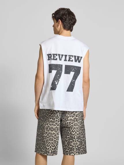 REVIEW Top z nadrukiem z logo Biały 5