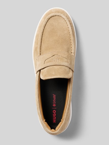 HUGO Loafersy z naturalnej skóry welurowej model 'LYDE_MOCC_SD' Beżowy 3