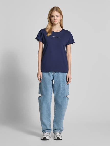 Colourful Rebel T-Shirt mit Label-Print Marine 1