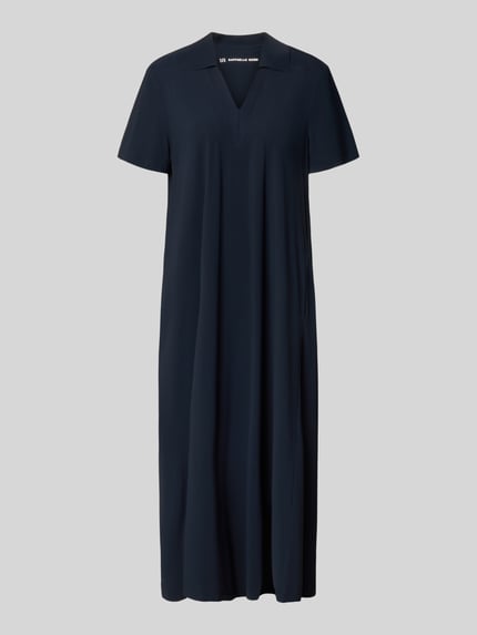 Raffaello Rossi Midikleid mit Strukturmuster und Umlegekragen Modell 'JOSEPHINA' Marine 2