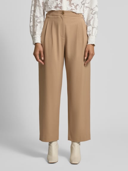 Jake*s Collection Stoffen broek met wijde pijpen en paspelzakken aan de achterkant Hazelnoot - 4