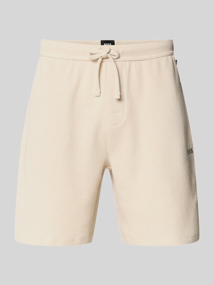 Produktfoto, Regular Fit Sweatshorts aus Baumwoll-Mix von BOSS in Beige mit feiner Struktur und Tunnelzug, Herren Sweatshorts von BOSS