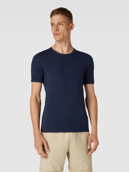 SCHIESSER T-Shirt mit geripptem Rundhalsausschnitt Modell 'REVIVAL' Dunkelblau 4